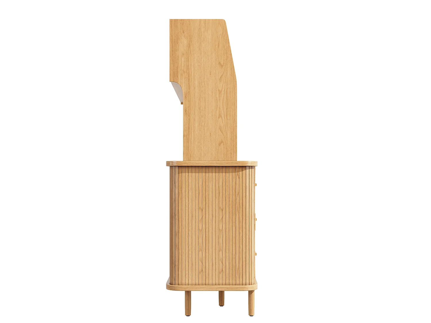 Buffet de cuisine avec portes coulissantes et 3 tiroirs en aspec rotin - Naturel clair