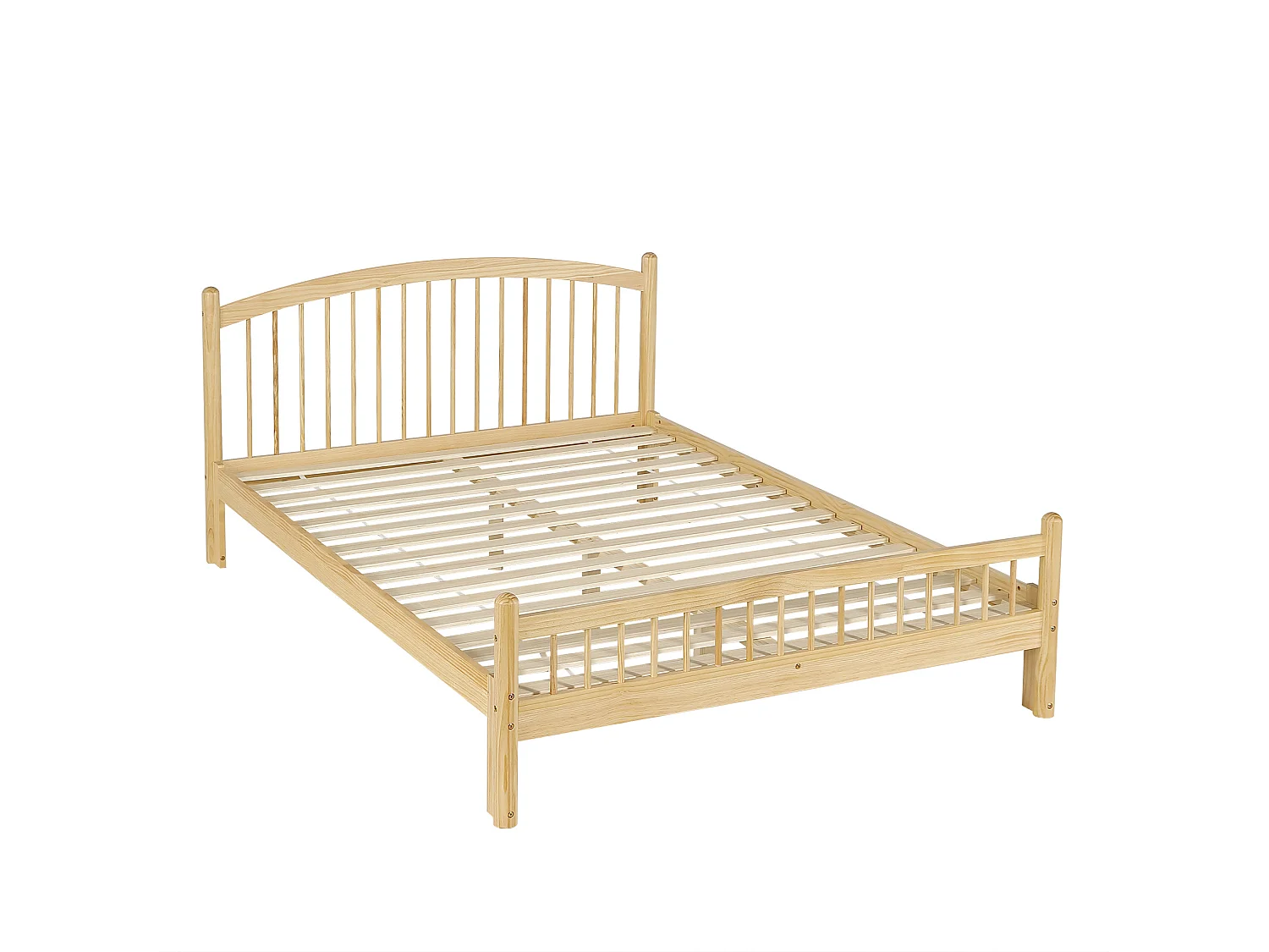 Lit adulte en bois 140 x 200 cm avec tête de lit classique à lattes - Naturel clair