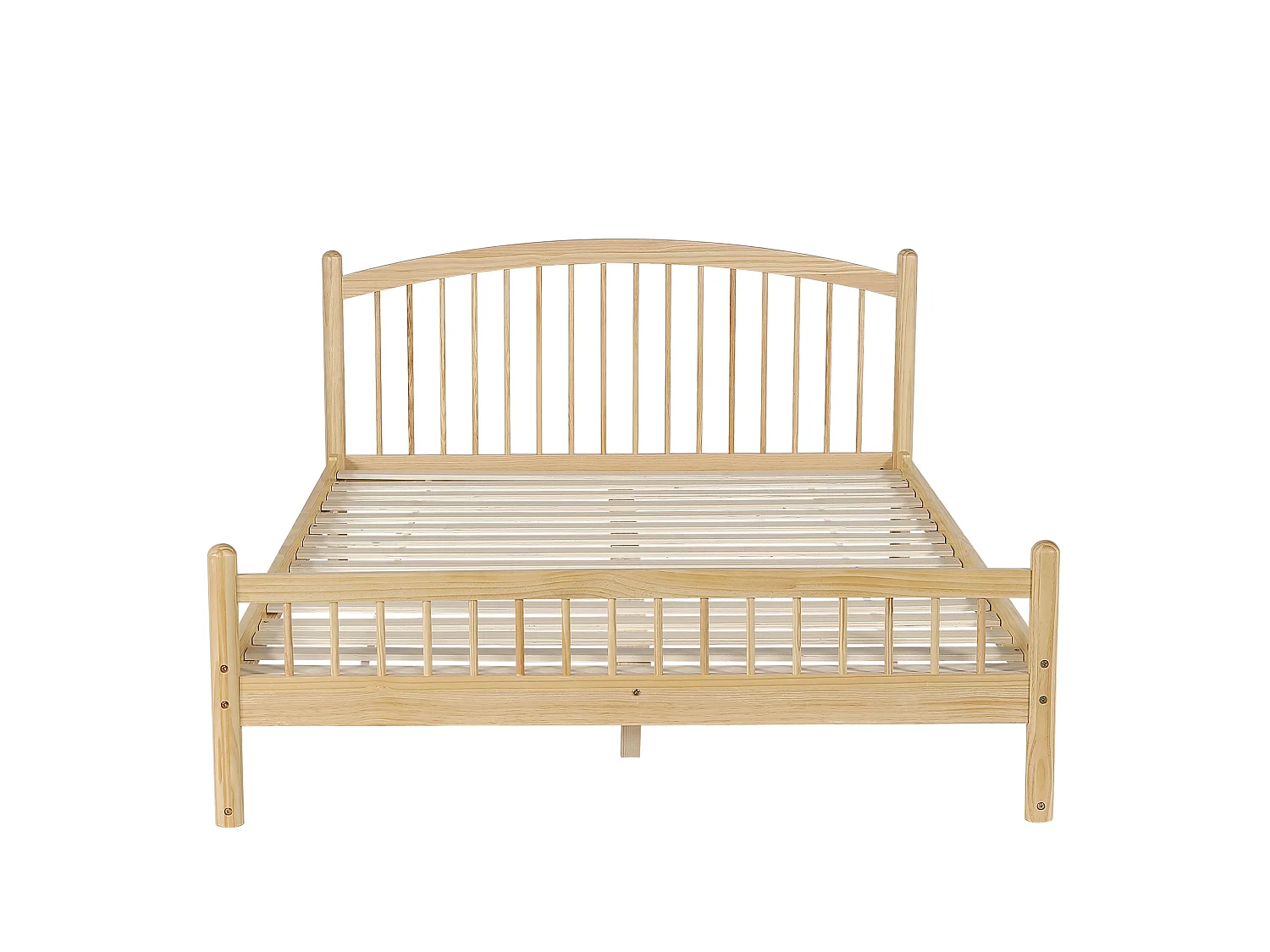 Lit adulte en bois 140 x 200 cm avec tête de lit classique à lattes - Naturel clair