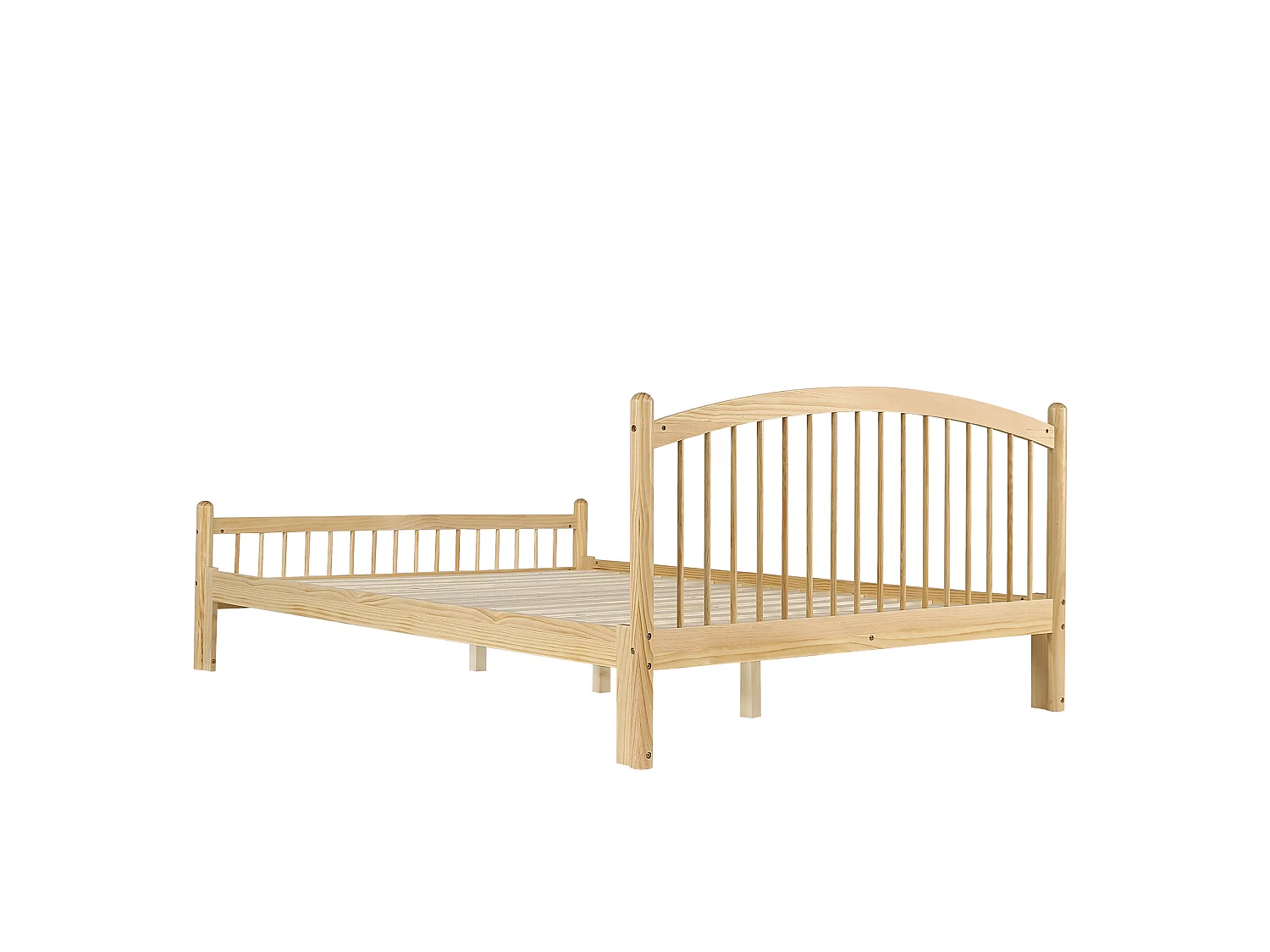 Lit adulte en bois 140 x 200 cm avec tête de lit classique à lattes - Naturel clair