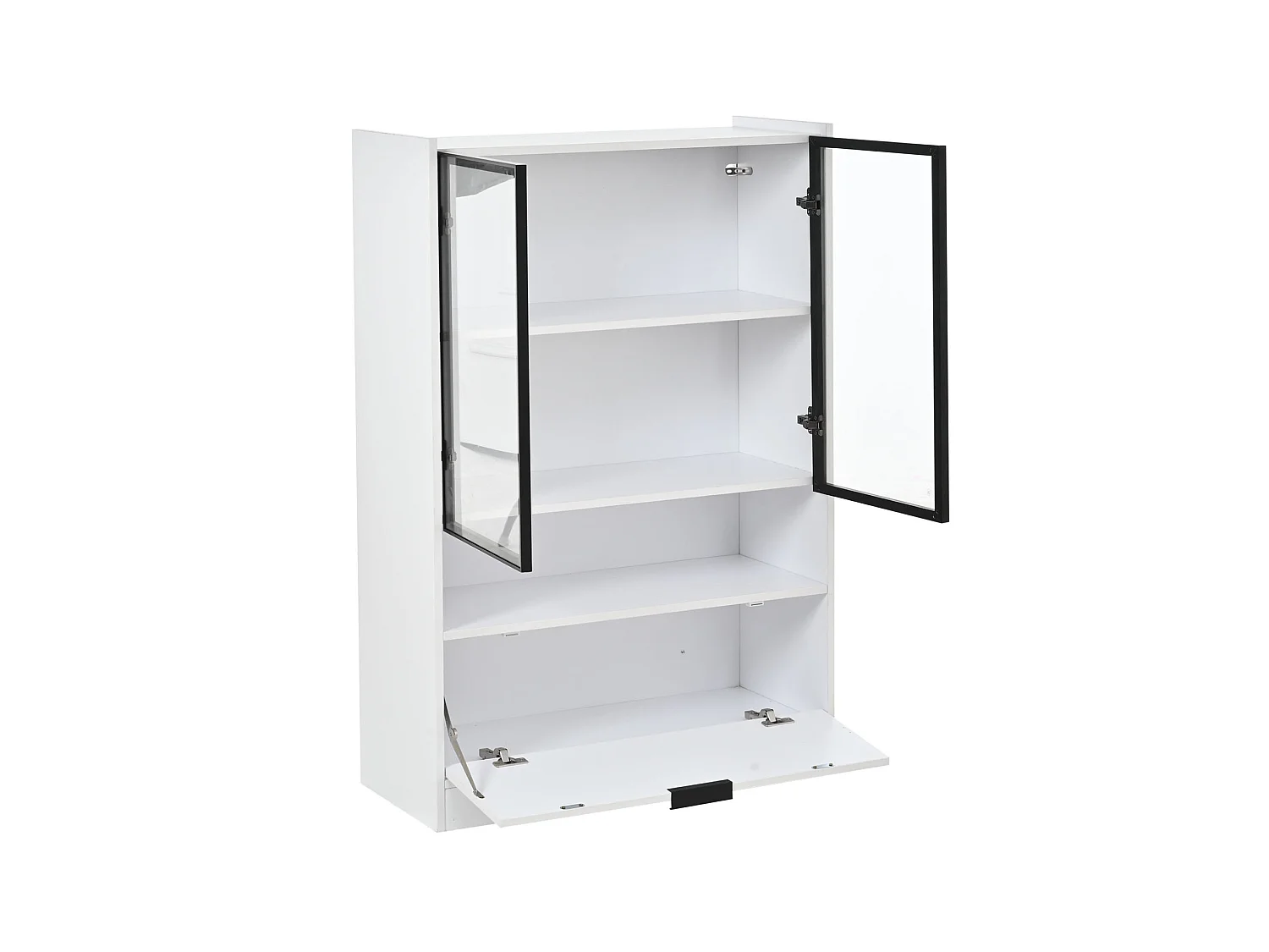 Vitrine LED blanc 80 x 35 x 120 cm avec portes vitrées