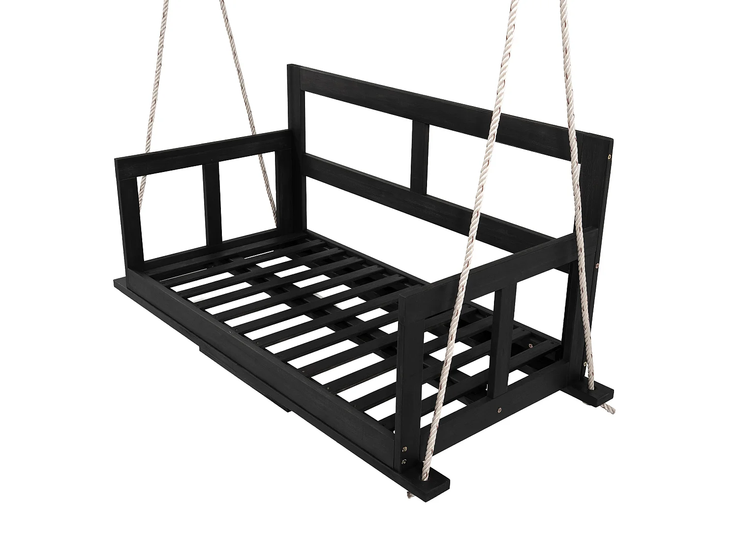 2-persoons tuinschommel met kussen - Hangstoel van hout en stof - Zwart-wit