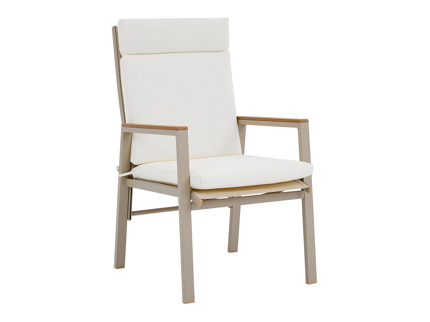 Set da pranzo da giardino color kaki e beige: 4 sedie e 1 tavolo 84x84 cm - Poliestere e acciaio