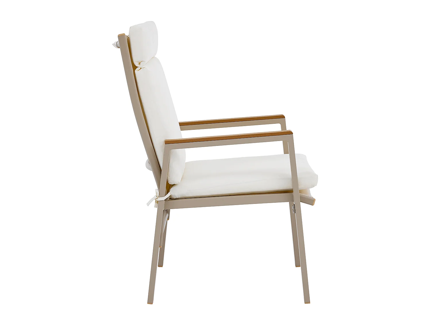 Set da pranzo da giardino color kaki e beige: 4 sedie e 1 tavolo 84x84 cm - Poliestere e acciaio