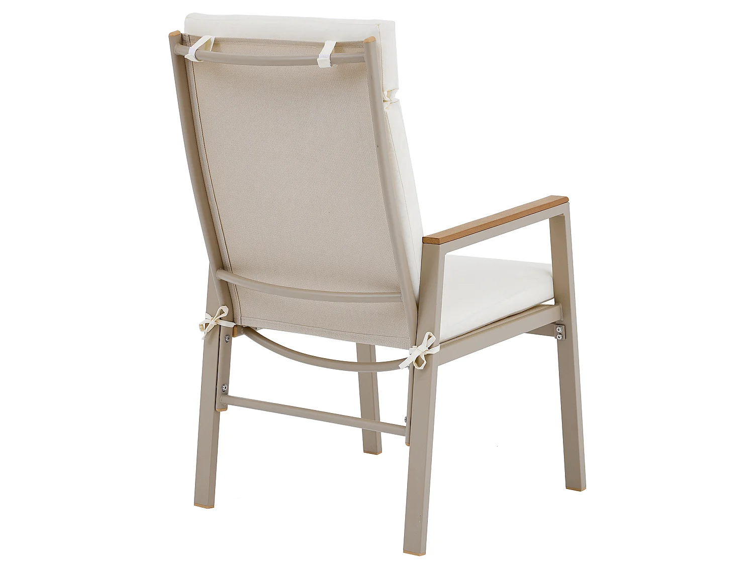 Set da pranzo da giardino color kaki e beige: 4 sedie e 1 tavolo 84x84 cm - Poliestere e acciaio