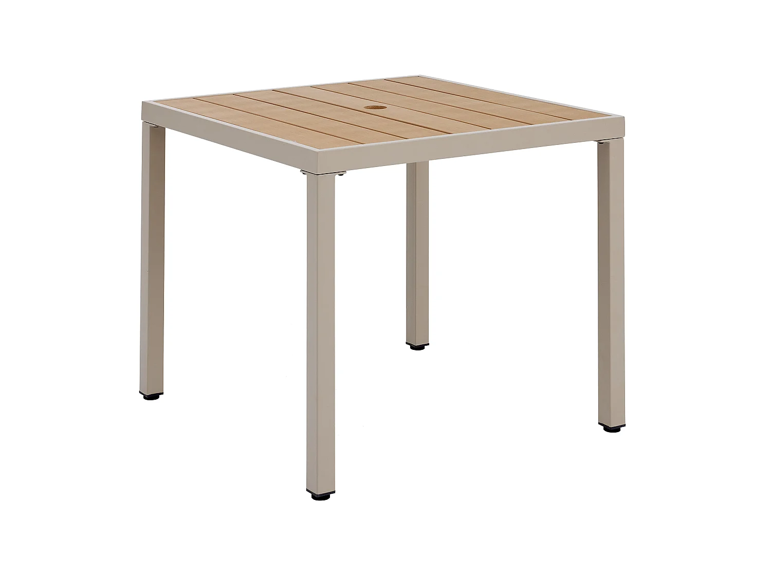 Set da pranzo da giardino color kaki e beige: 4 sedie e 1 tavolo 84x84 cm - Poliestere e acciaio