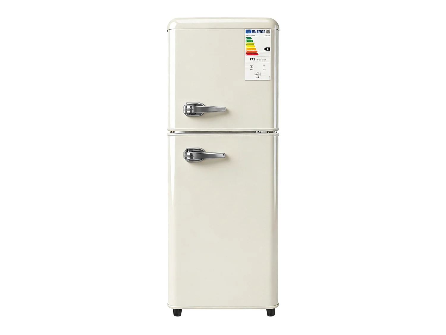 Frigorifero a 2 porte da 112 L - Congelatore da 40 L e termostato regolabile a 7 livelli - Crema