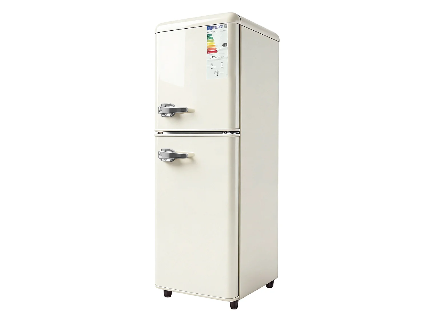 Frigorifero a 2 porte da 112 L - Congelatore da 40 L e termostato regolabile a 7 livelli - Crema