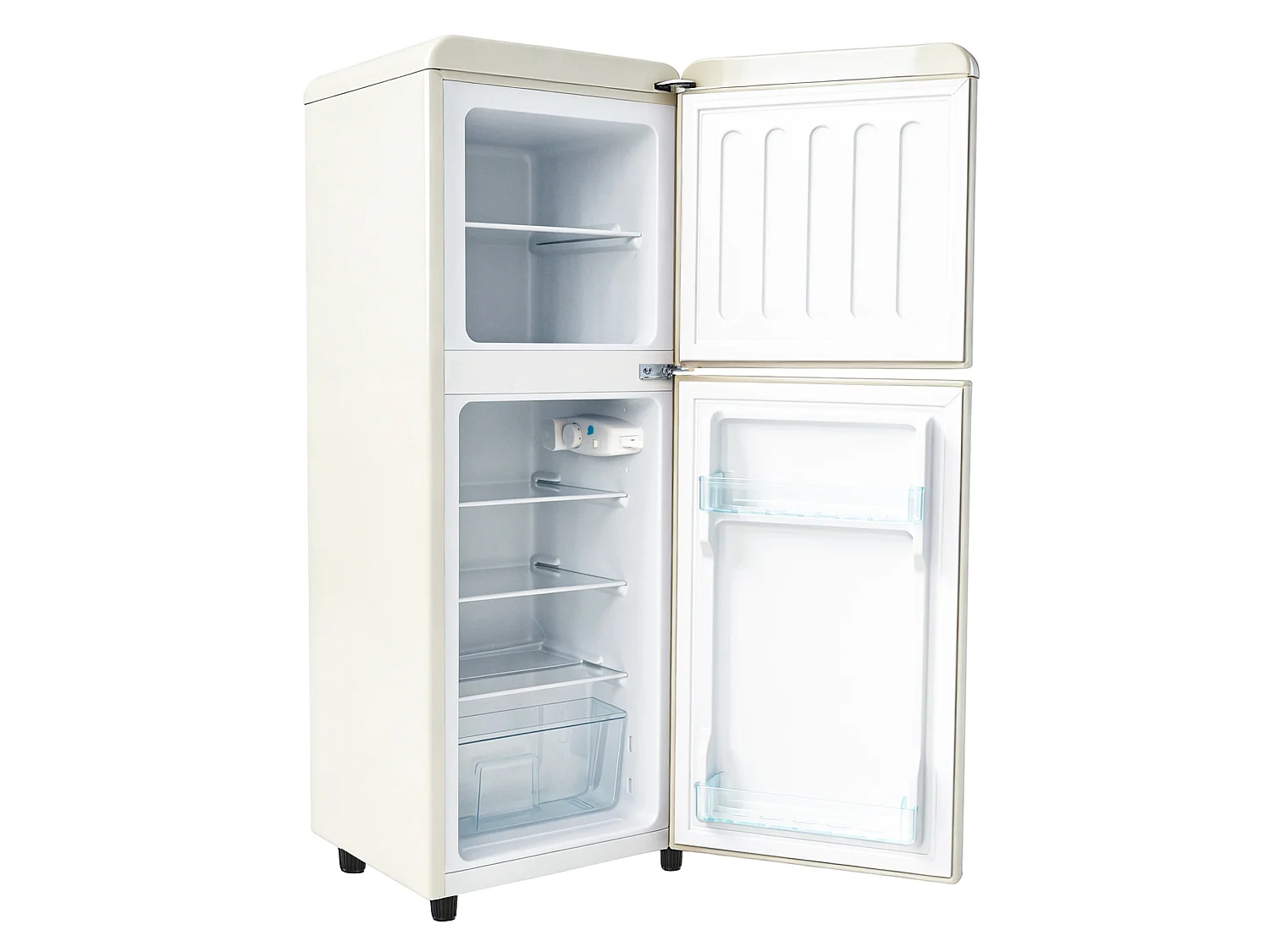 Frigorifero a 2 porte da 112 L - Congelatore da 40 L e termostato regolabile a 7 livelli - Crema