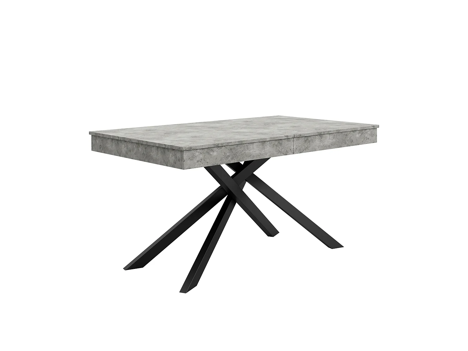 Uitschuifbare eettafel 140/180 x 80 cm met dik blad en metalen poten - Grijs