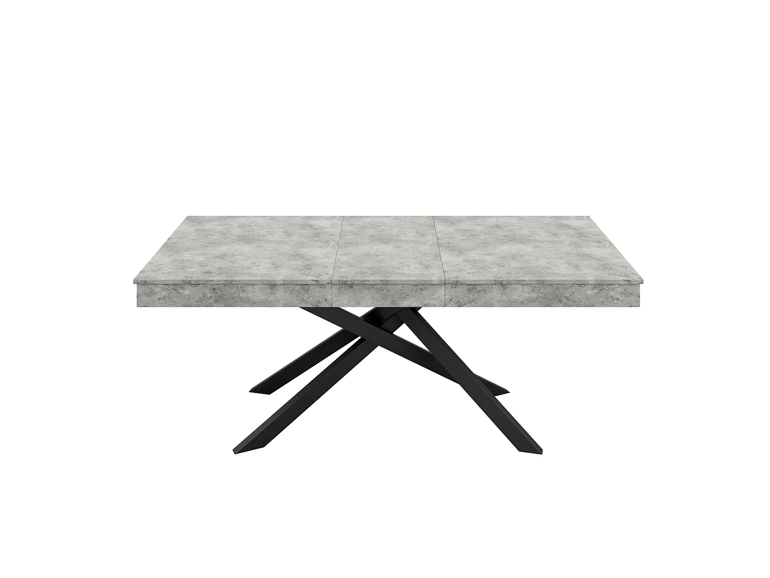 Uitschuifbare eettafel 140/180 x 80 cm met dik blad en metalen poten - Grijs