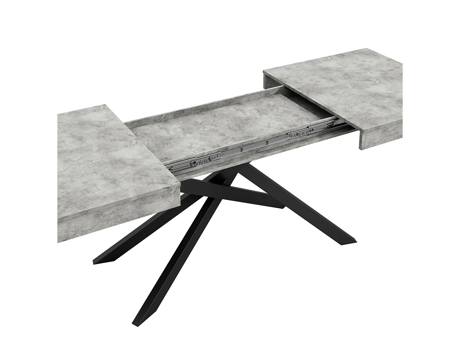 Uitschuifbare eettafel 140/180 x 80 cm met dik blad en metalen poten - Grijs