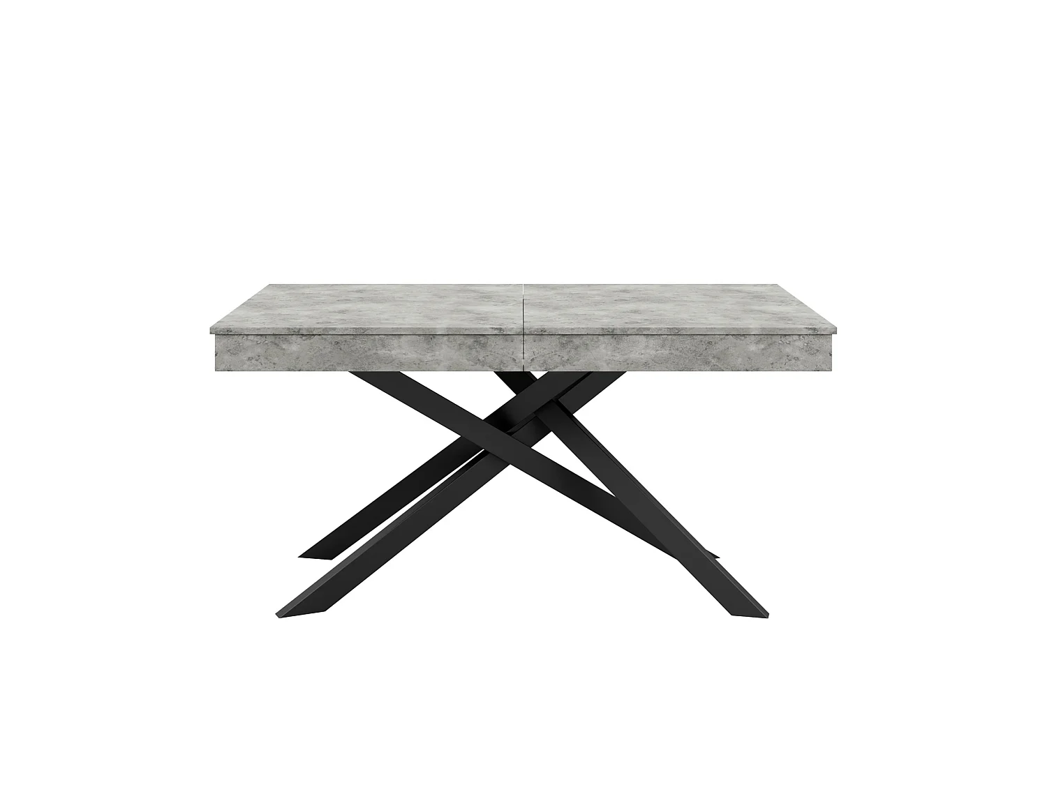Uitschuifbare eettafel 140/180 x 80 cm met dik blad en metalen poten - Grijs