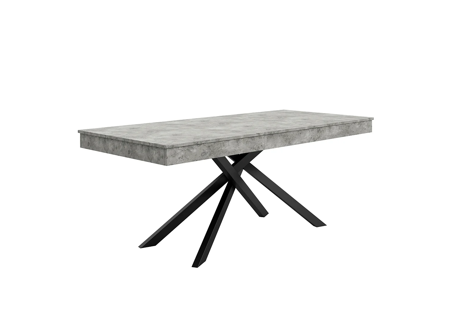 Uitschuifbare eettafel 140/180 x 80 cm met dik blad en metalen poten - Grijs