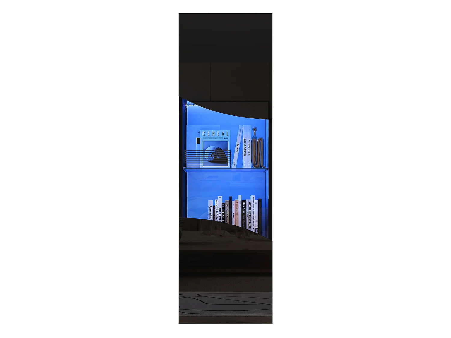 Vitrine noire laquée 50 x 35 x 165 cm avec porte verre et LED