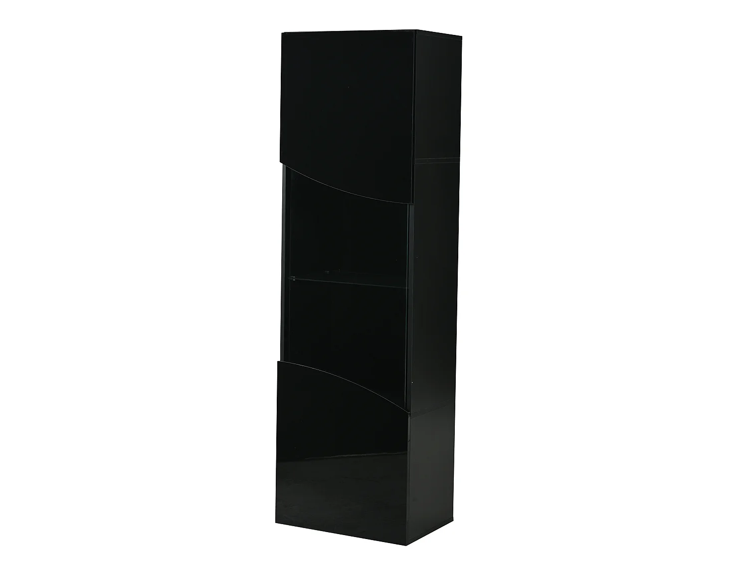 Vitrine noire laquée 50 x 35 x 165 cm avec porte verre et LED