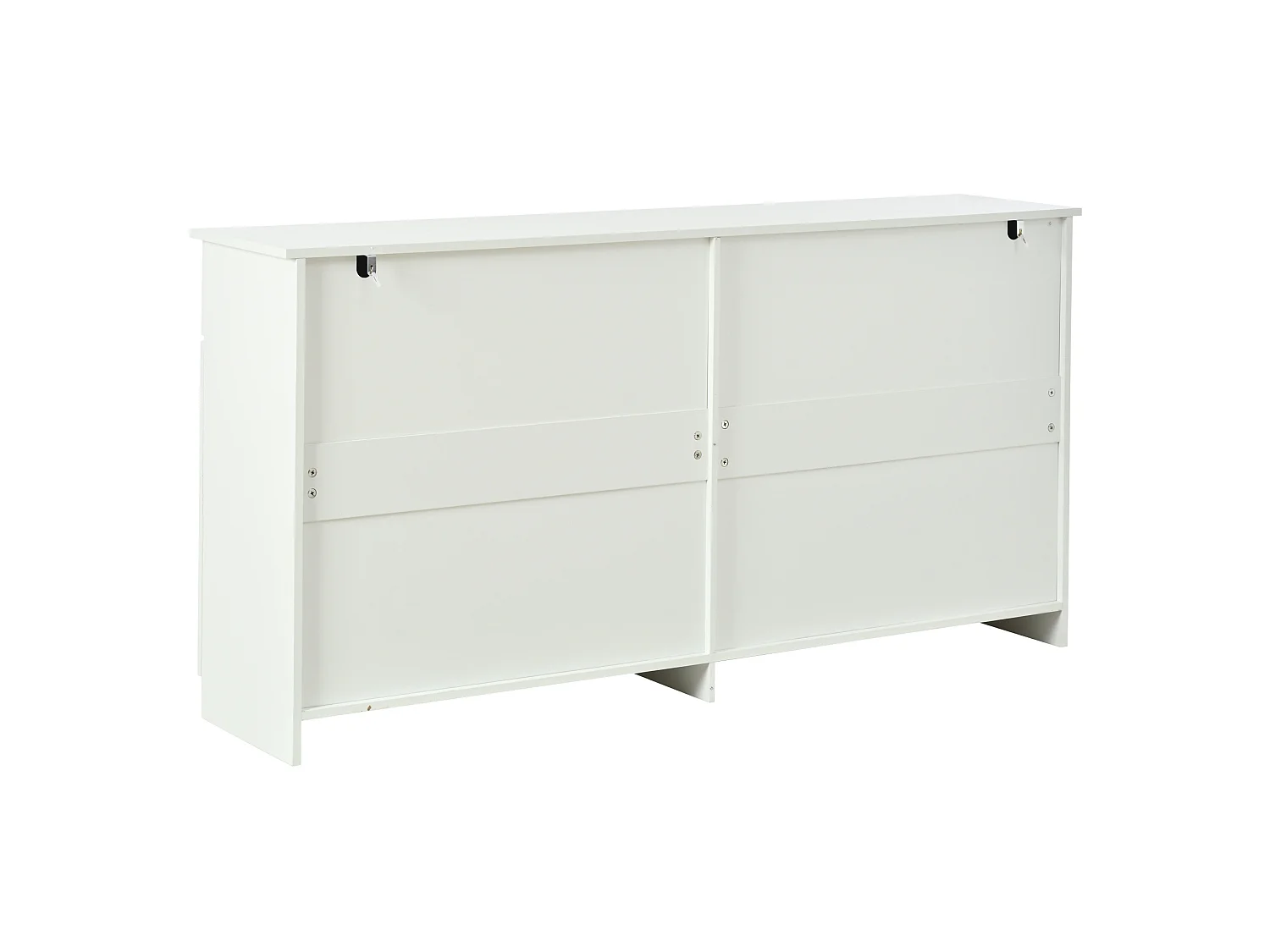 Buffet à 4 tiroirs et 4 portes 160 x 35 x 80 cm - Design rainuré - Blanc