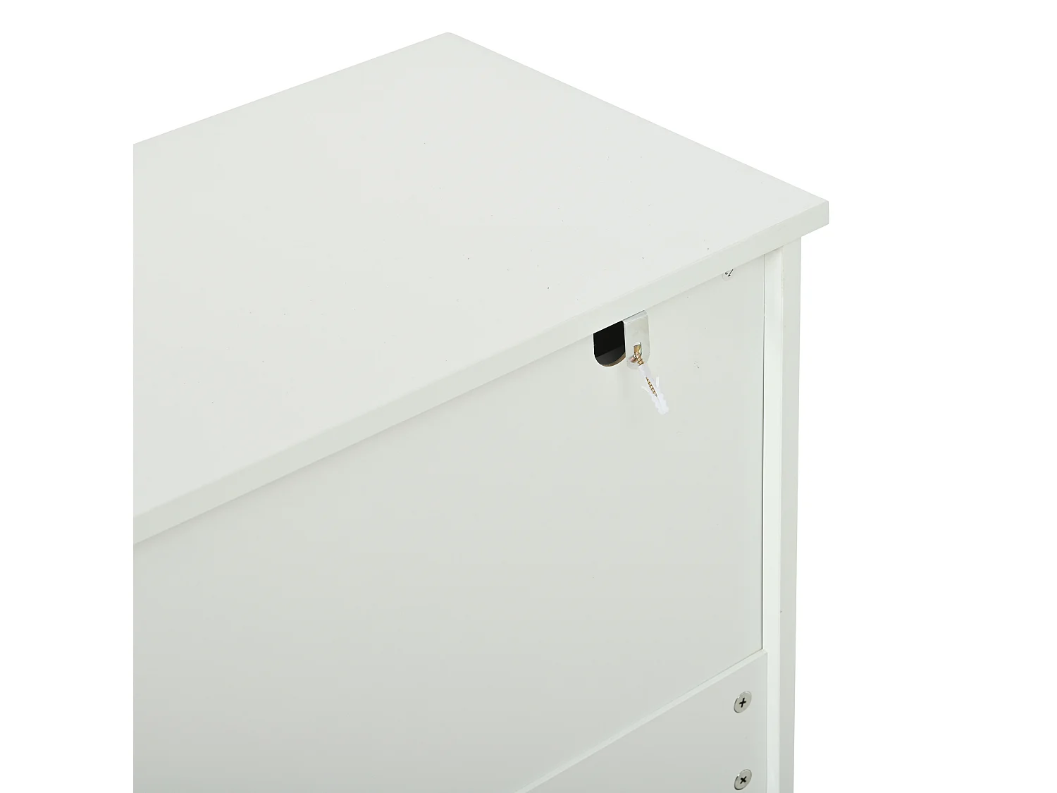 Buffet à 4 tiroirs et 4 portes 160 x 35 x 80 cm - Design rainuré - Blanc