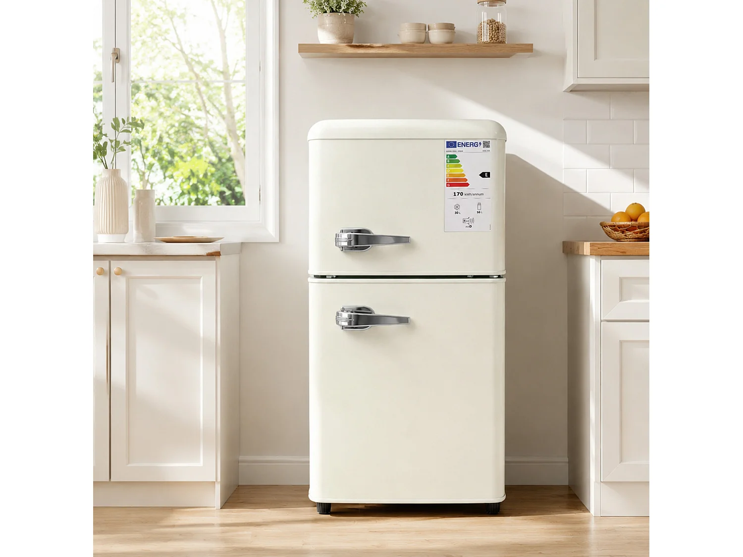 Frigorifero da 86 litri con termostato regolabile a 7 livelli - Classe energetica E - Crema