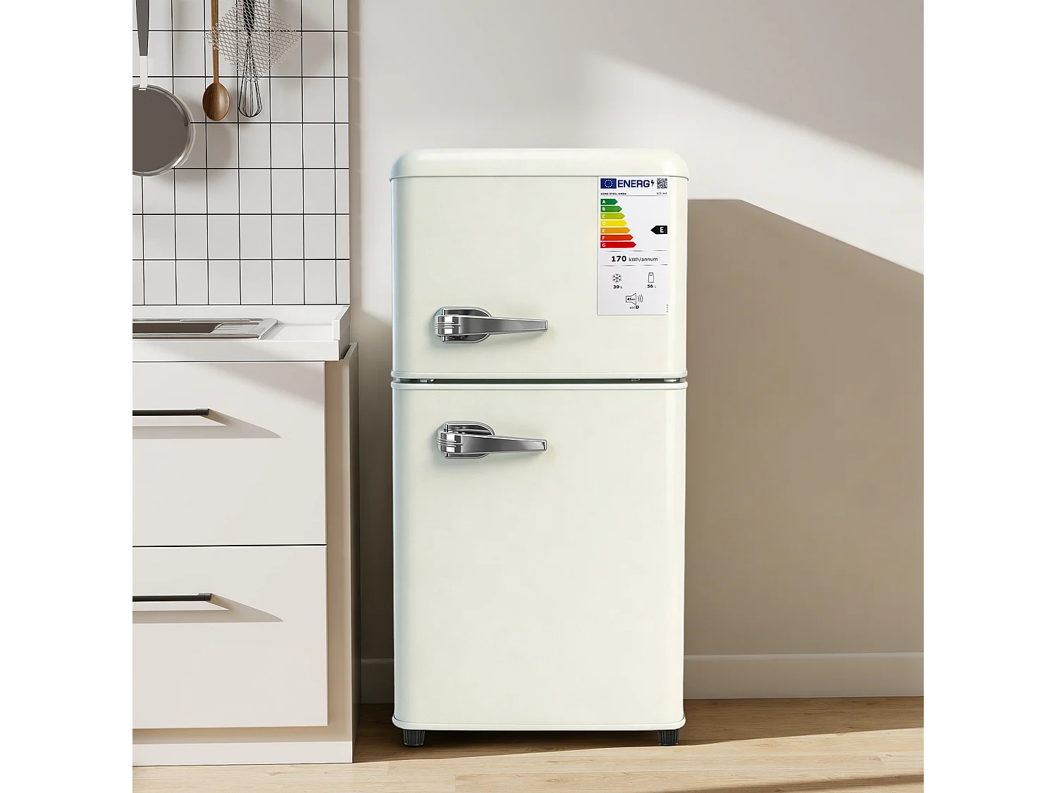 Frigorifero da 86 litri con termostato regolabile a 7 livelli - Classe energetica E - Crema