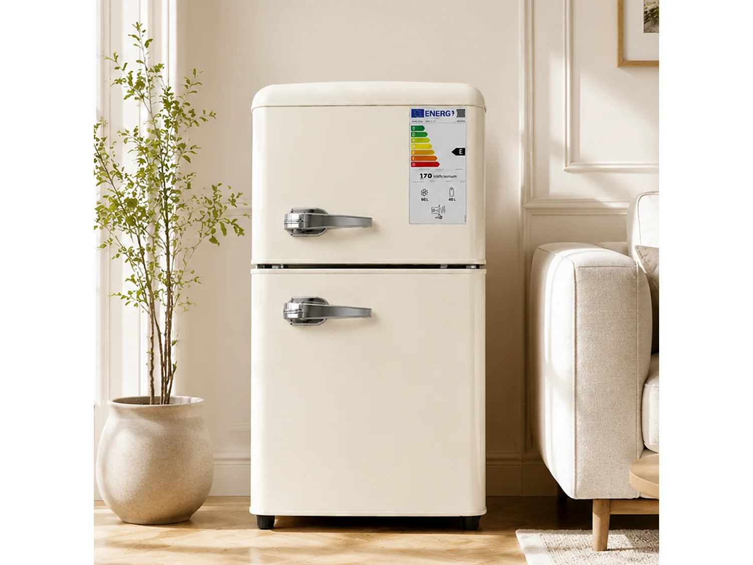 Frigorifero da 86 litri con termostato regolabile a 7 livelli - Classe energetica E - Crema
