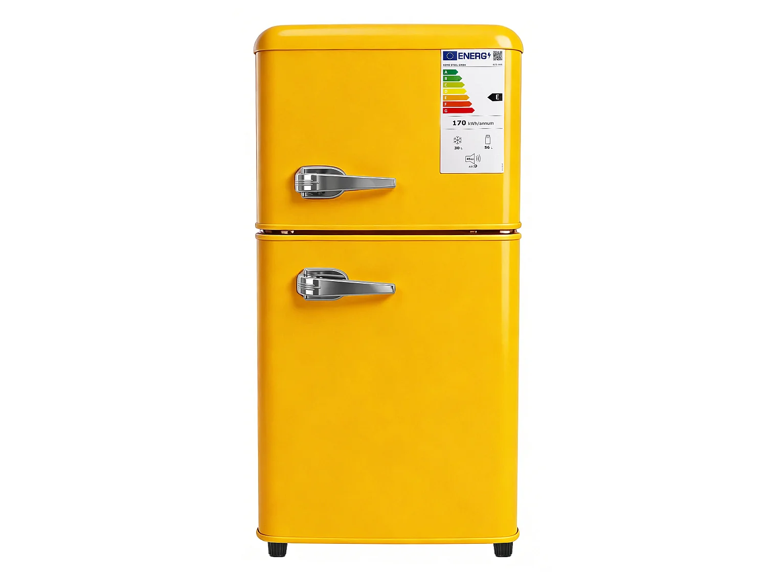 Frigorifero da 86 litri con termostato regolabile a 7 livelli - Classe energetica E - Giallo