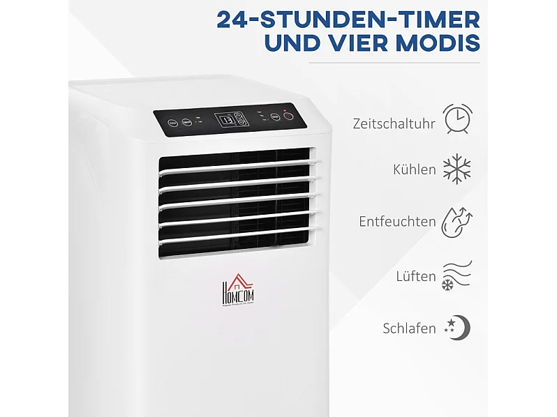 Climatiseur mobile 3-en-1 en ABS avec télécommande et minuterie 24 h - Blanc
