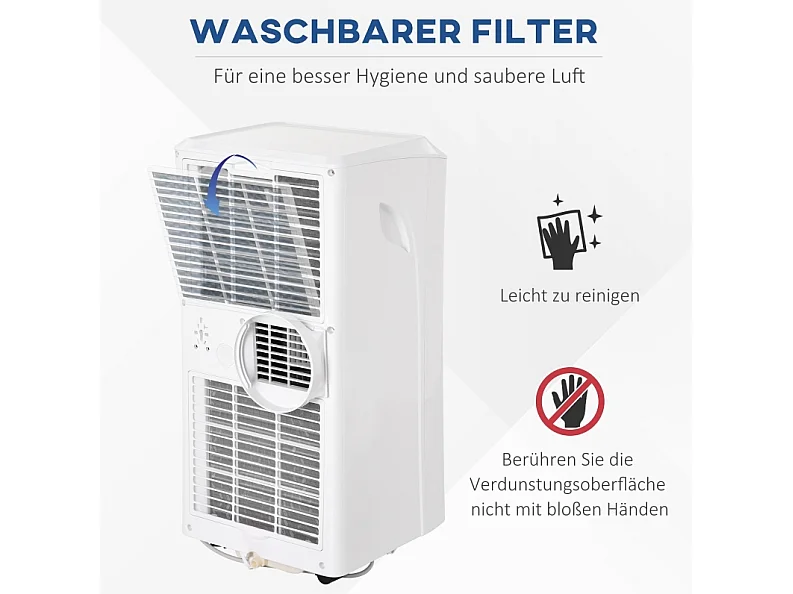 Climatiseur mobile 3-en-1 en ABS avec télécommande et minuterie 24 h - Blanc