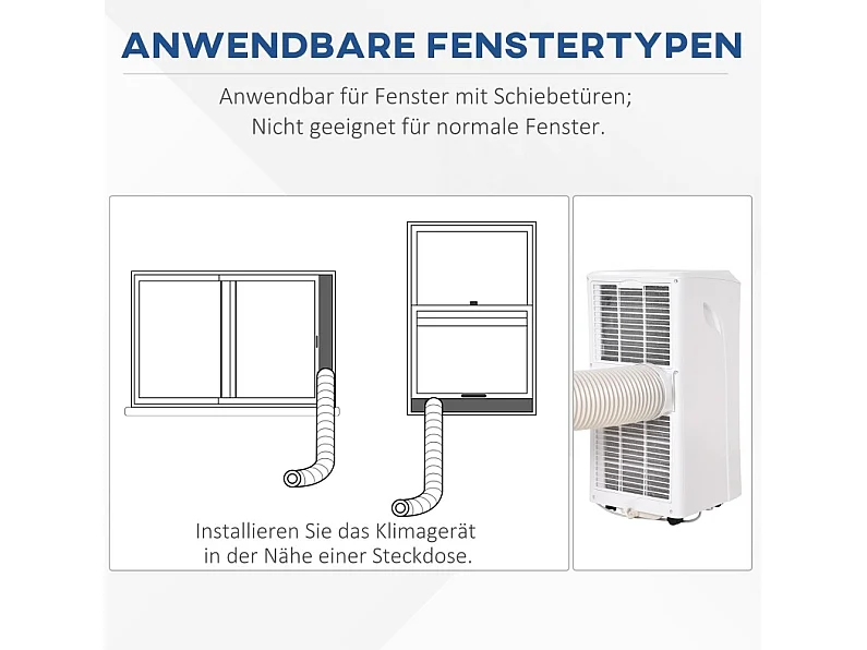Climatiseur mobile 3-en-1 en ABS avec télécommande et minuterie 24 h - Blanc