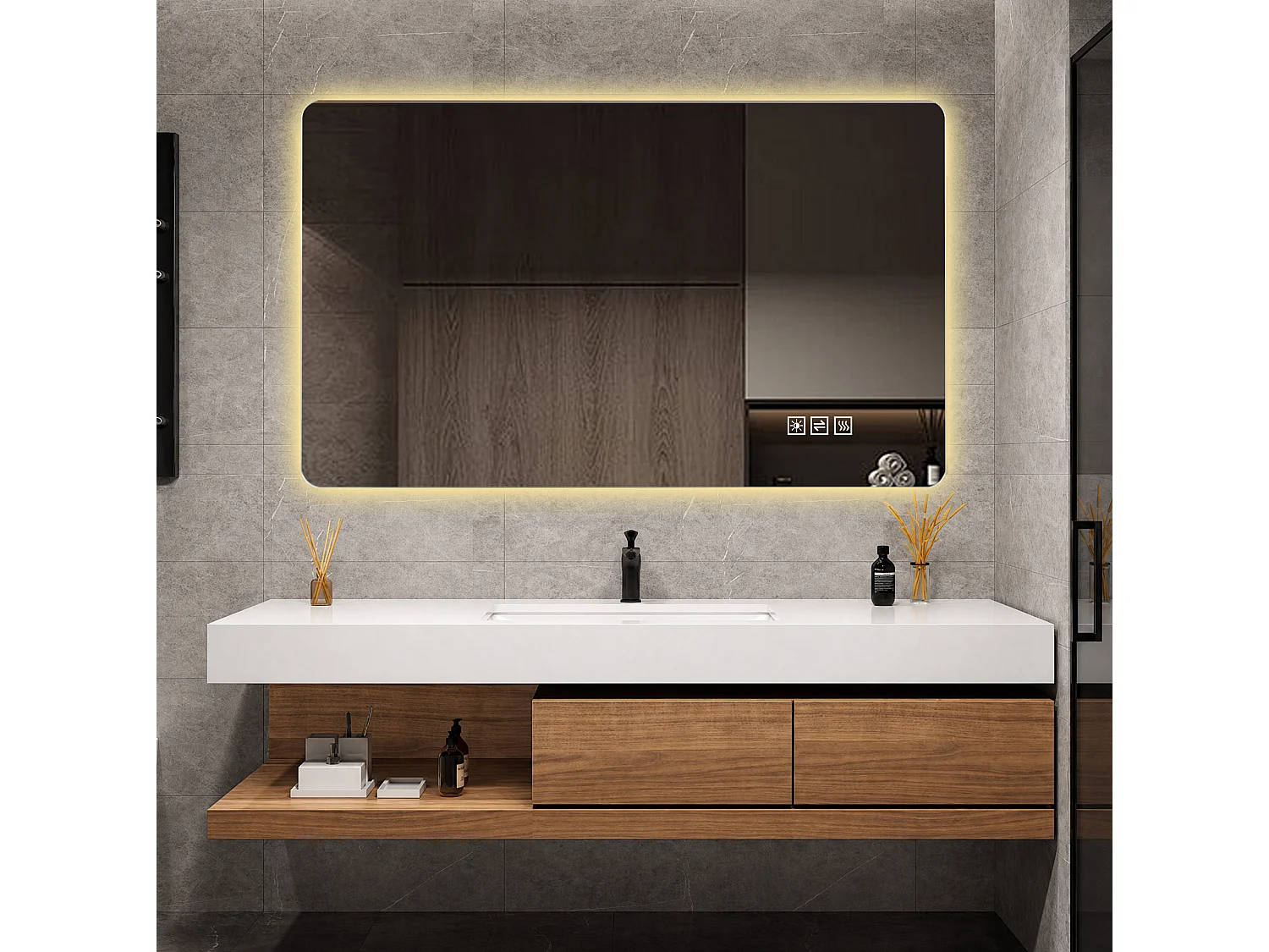 Specchio da bagno a LED 60 x 100 cm con funzione antiappannamento e 3 colori di luce