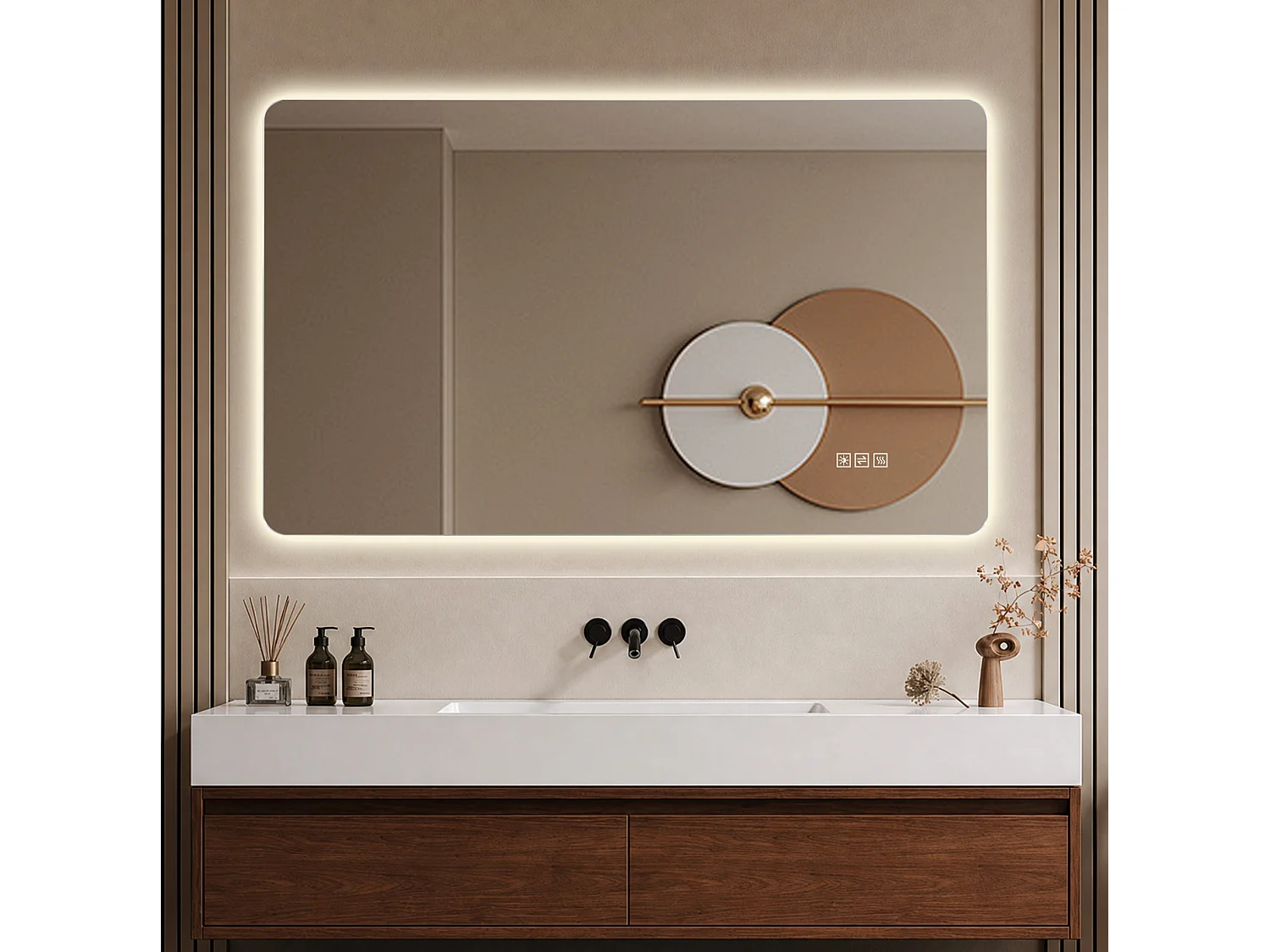 Specchio da bagno a LED 60 x 100 cm con funzione antiappannamento e 3 colori di luce