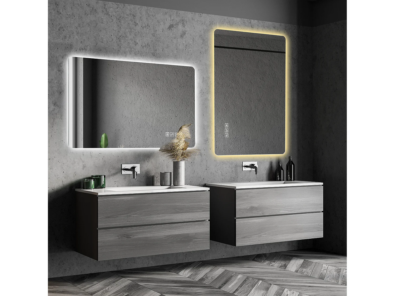 Specchio da bagno a LED 60 x 100 cm con funzione antiappannamento e 3 colori di luce