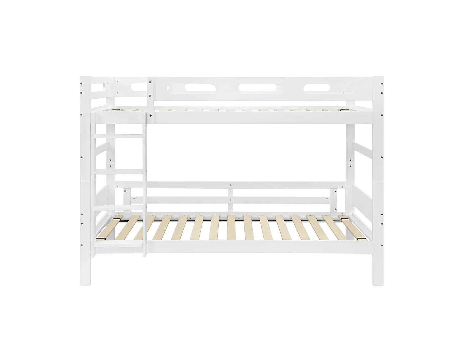 Lit superposé enfant 90 x 200 cm blanc avec échelle - Bois en pin et MDF