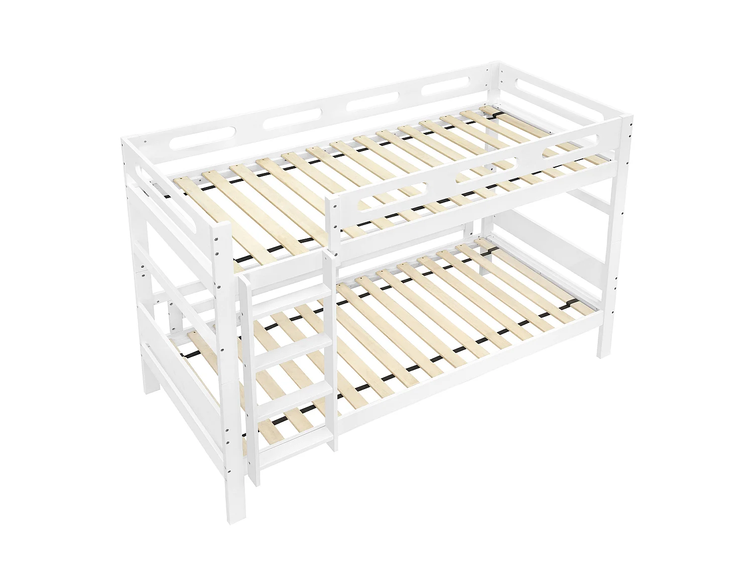 Lit superposé enfant 90 x 200 cm blanc avec échelle - Bois en pin et MDF