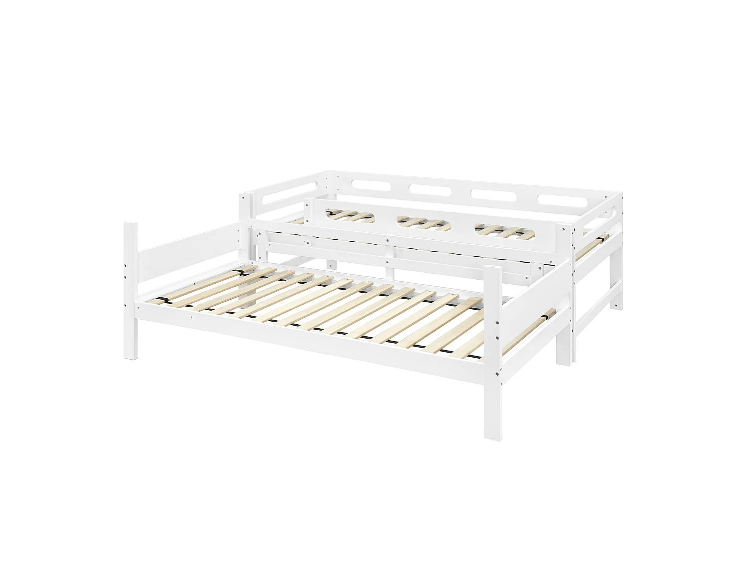 Lit superposé enfant 90 x 200 cm blanc avec échelle - Bois en pin et MDF