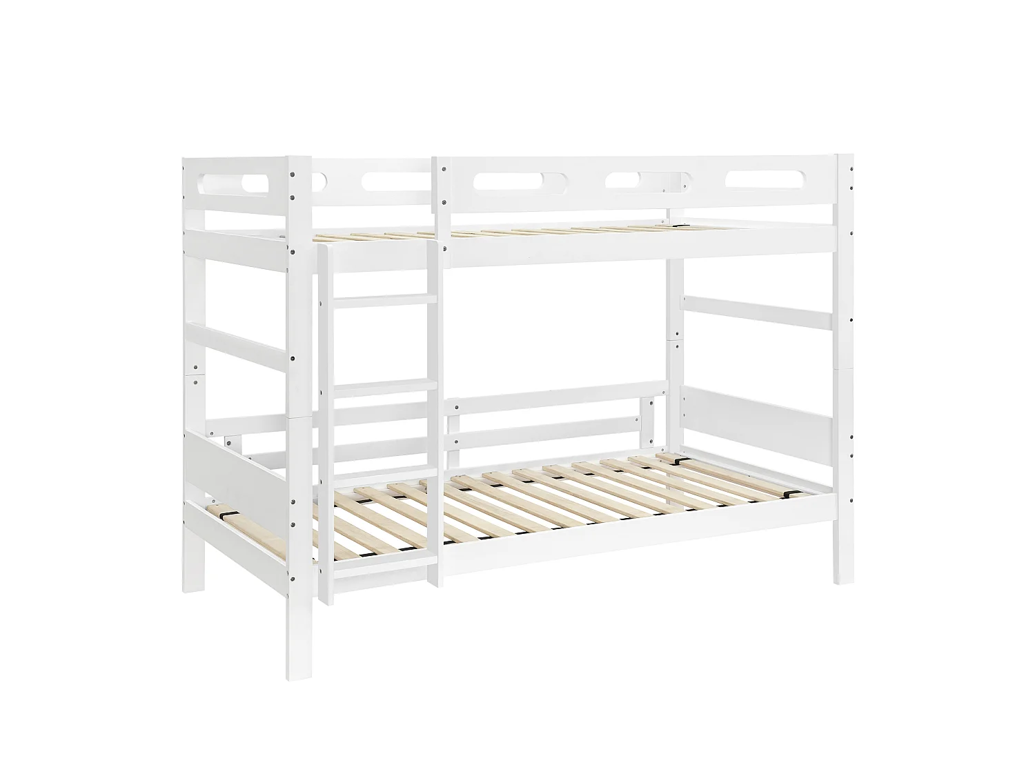 Lit superposé enfant 90 x 200 cm blanc avec échelle - Bois en pin et MDF