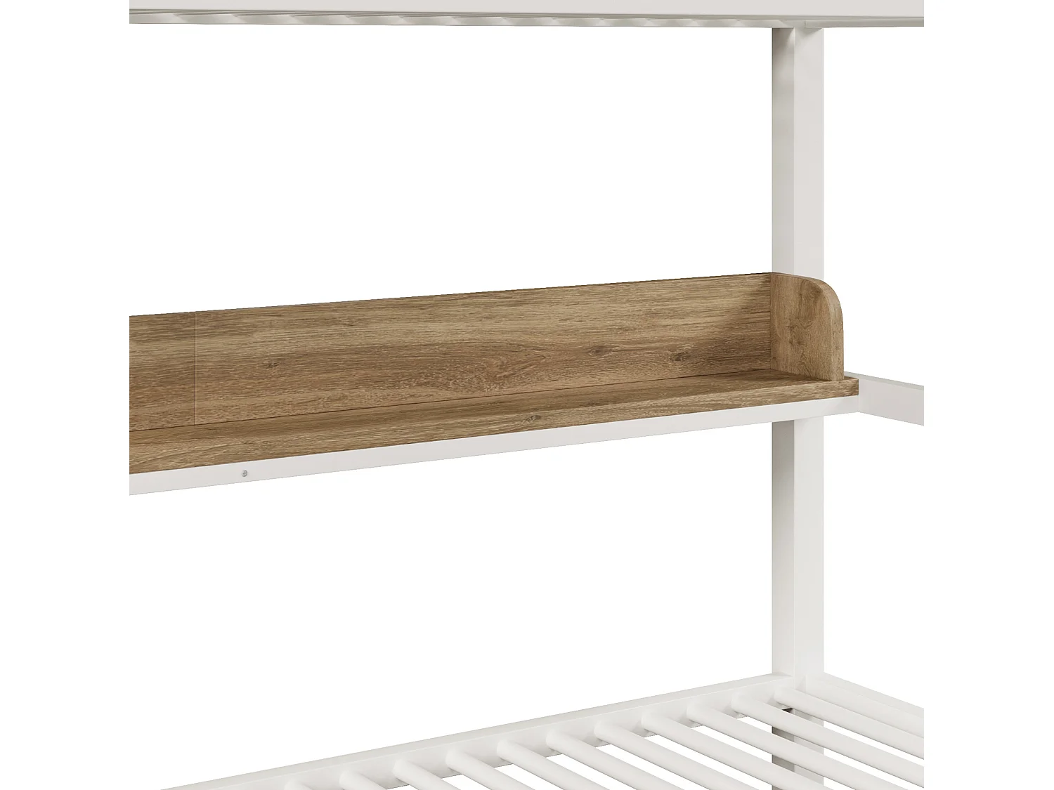 Lit superposé enfant 90 x 200 cm en métal avec 2 tiroirs , LED et étagère - Blanc