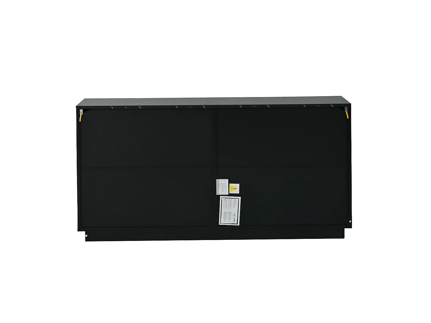Buffet à 4 portes 140 x 35 x 70 cm - Design orné de lignes dorées - Noir et or