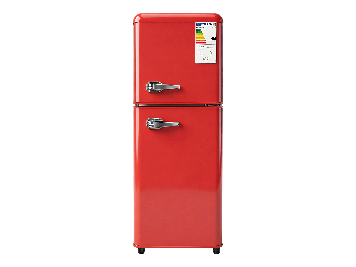 Frigorifero a 2 porte, capacità 112 litri - scomparto congelatore 40 litri e termostato regolabile a 7 livelli - Rosso