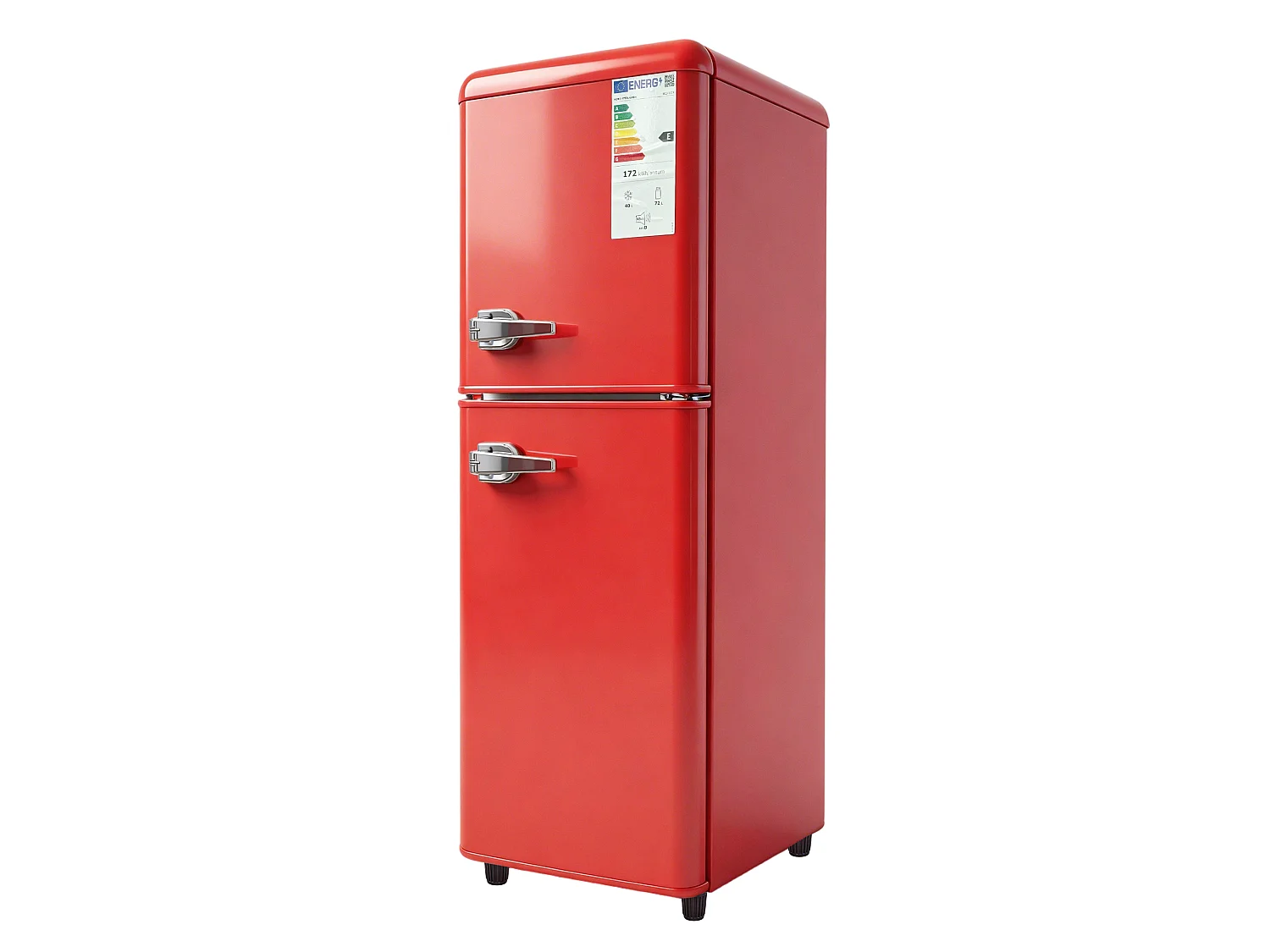 Frigorifero a 2 porte, capacità 112 litri - scomparto congelatore 40 litri e termostato regolabile a 7 livelli - Rosso
