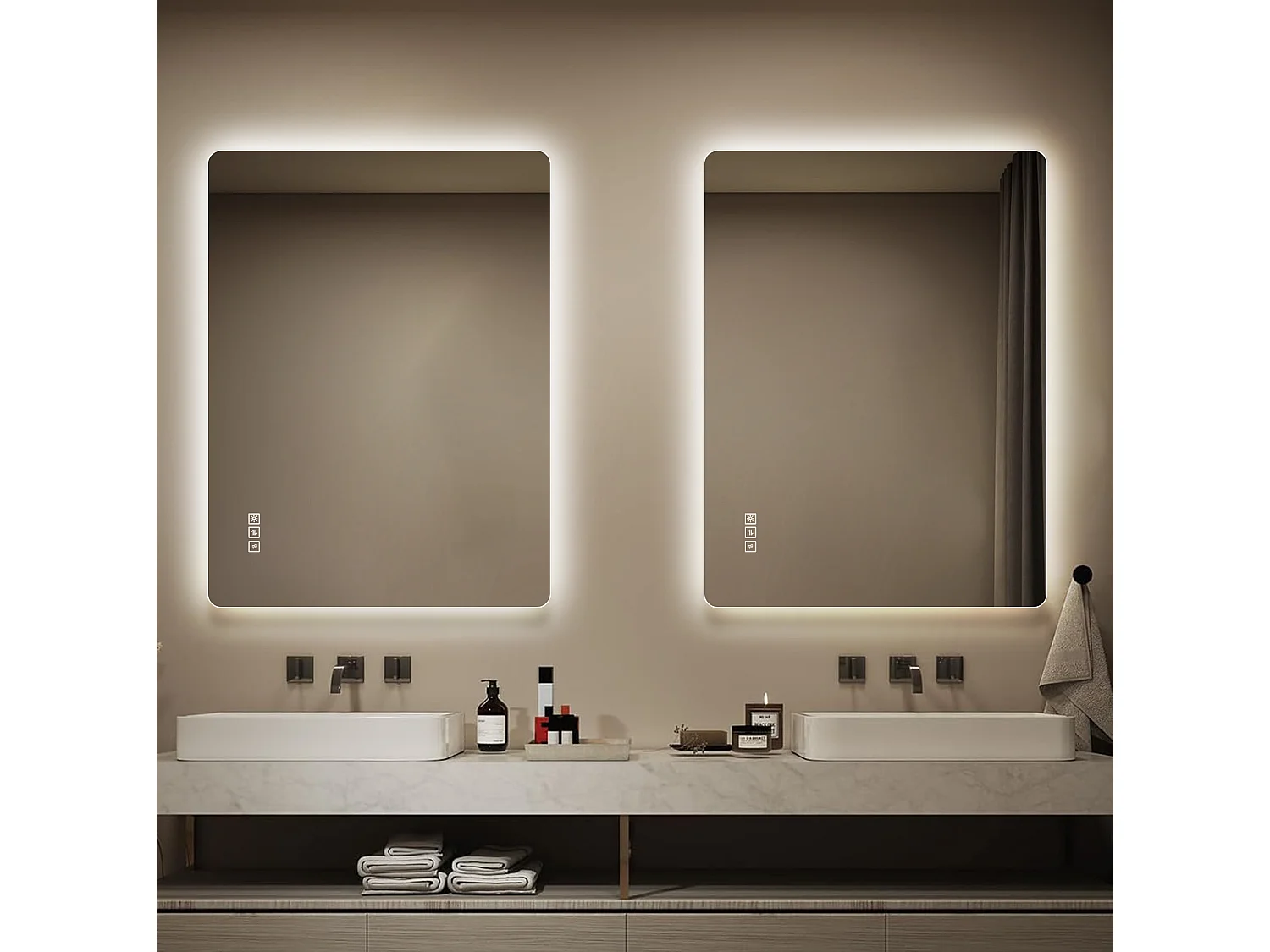 Specchio da bagno a LED 60 x 80 cm - Senza cornice, antiappannamento e intensità regolabile