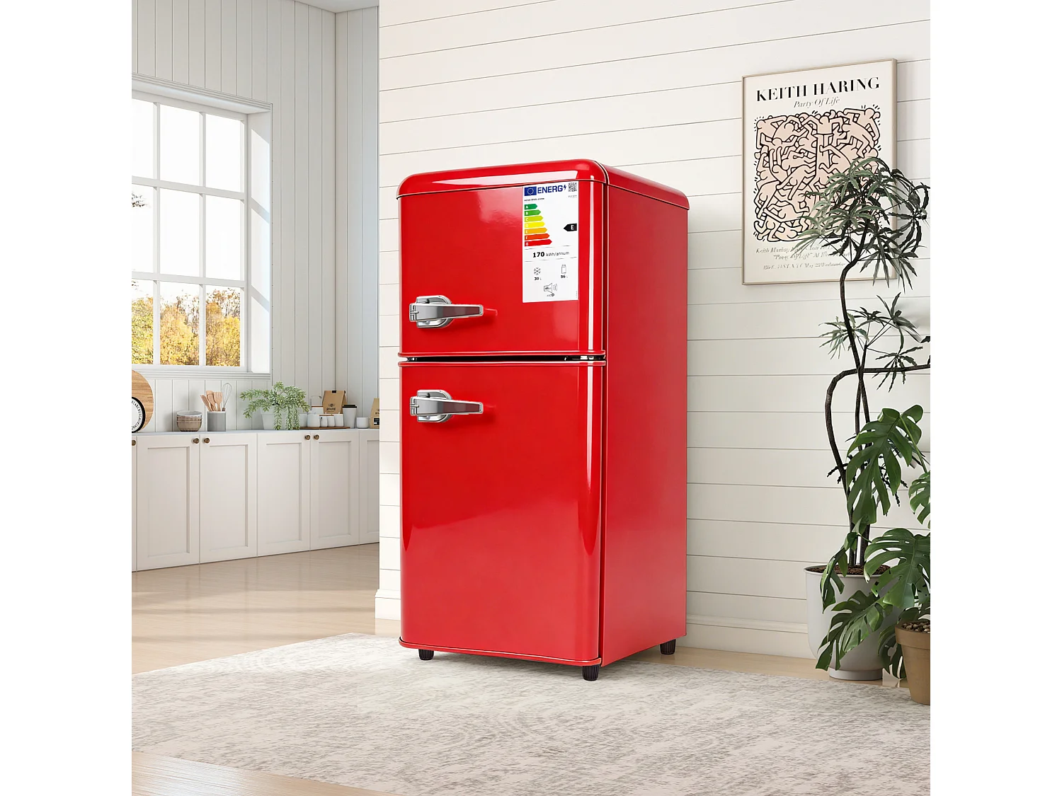 Frigorifero da 86 litri con termostato regolabile a 7 livelli - Classe energetica E - Rosso
