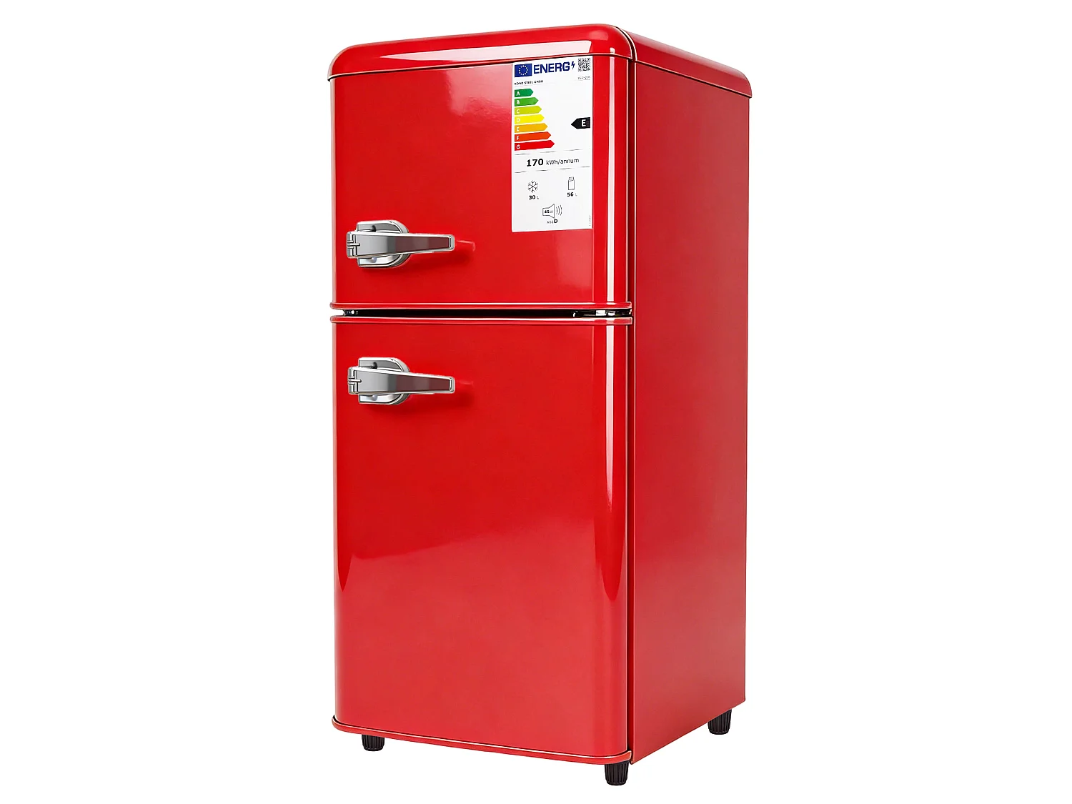 Frigorifero da 86 litri con termostato regolabile a 7 livelli - Classe energetica E - Rosso