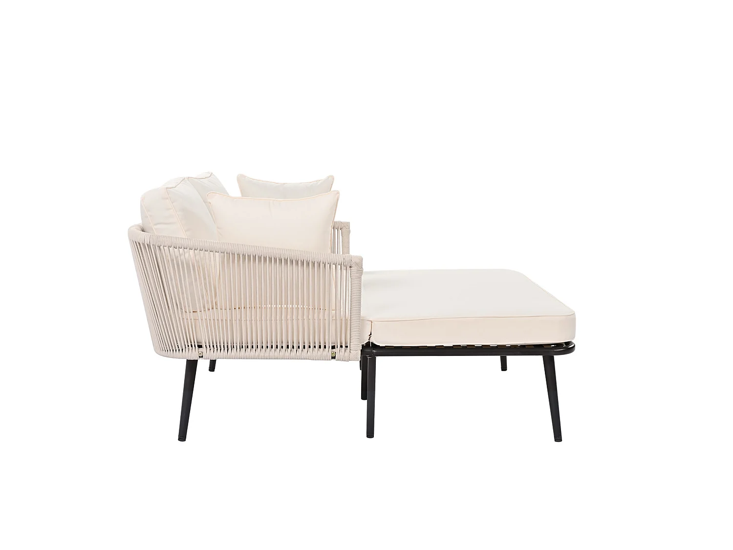 Tuinbank met 2 kussens en 2 sierkussens - Ligstoel in beige stof