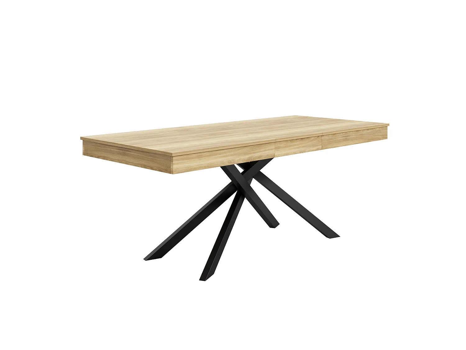 Table à manger extensible 140/180 x 80 cm avec plateau épais et pieds en métal - Couleur bois