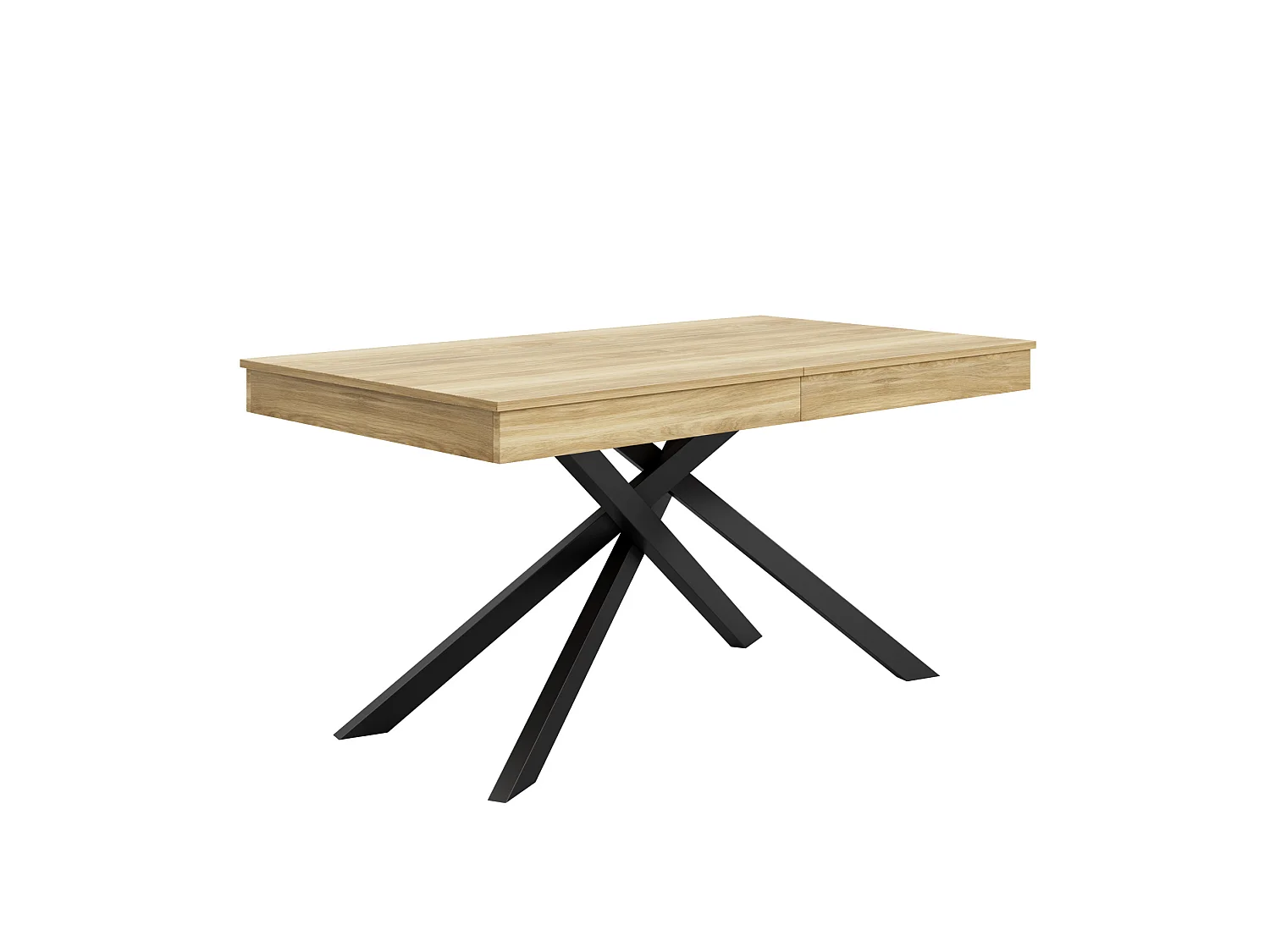 Table à manger extensible 140/180 x 80 cm avec plateau épais et pieds en métal - Couleur bois