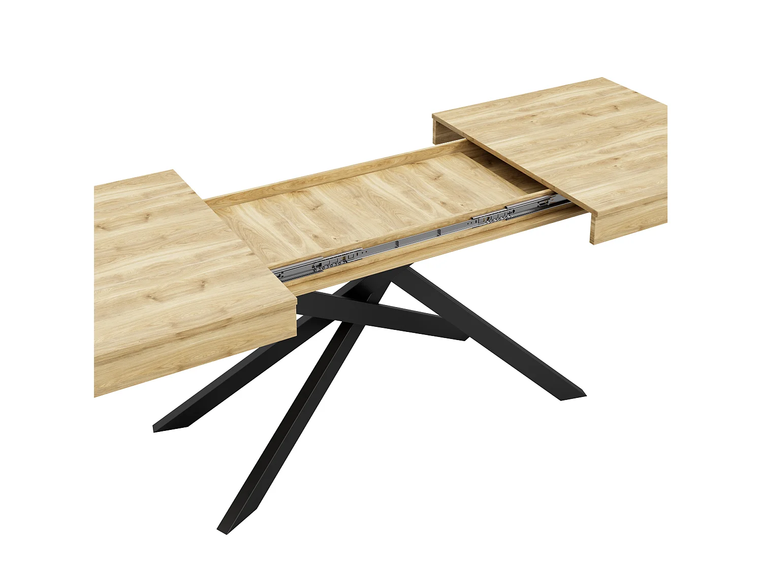 Table à manger extensible 140/180 x 80 cm avec plateau épais et pieds en métal - Couleur bois
