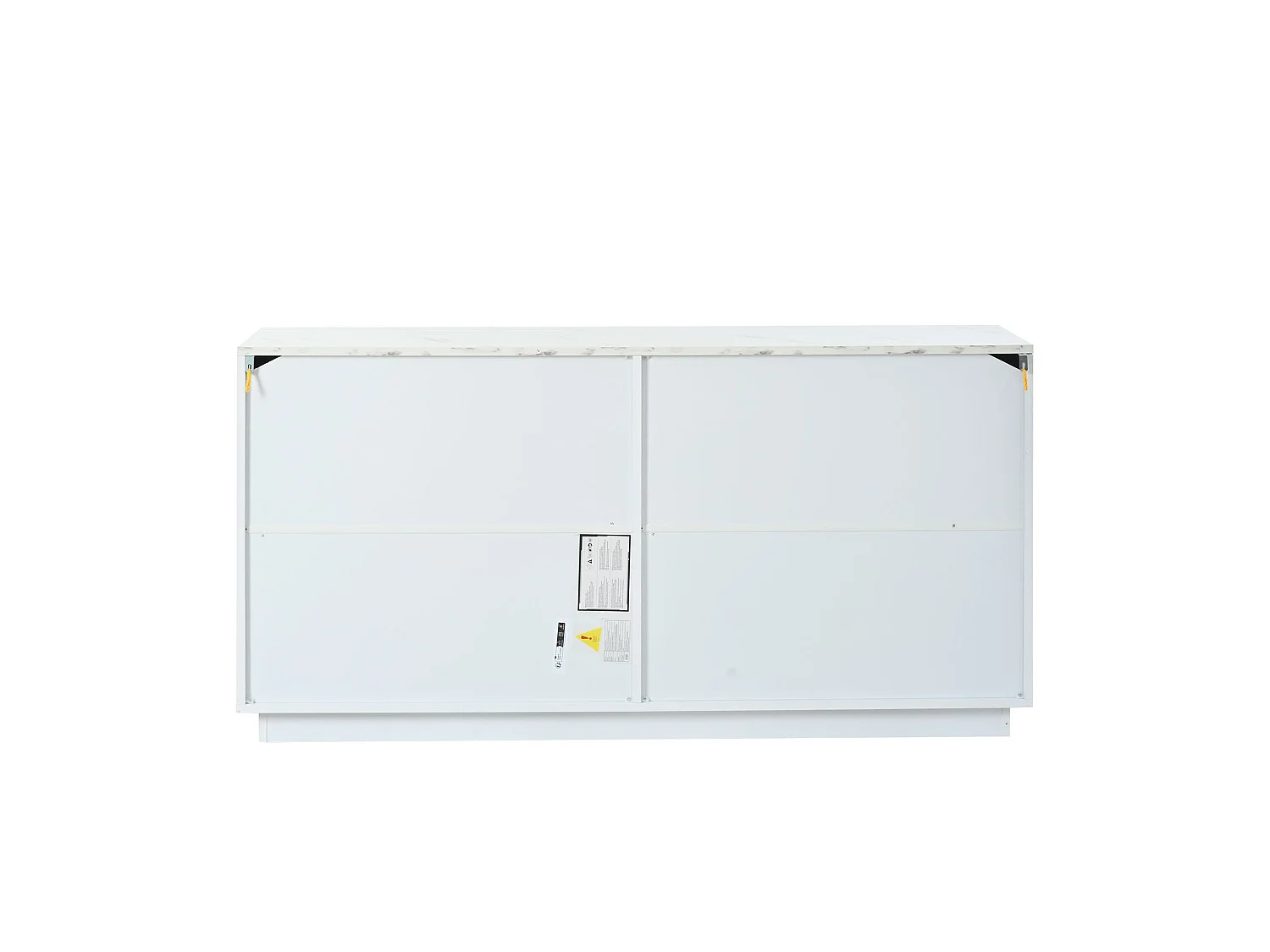 Buffet à 4 portes 140 x 35 x 70 cm - Design orné de lignes dorées - Blanc et or