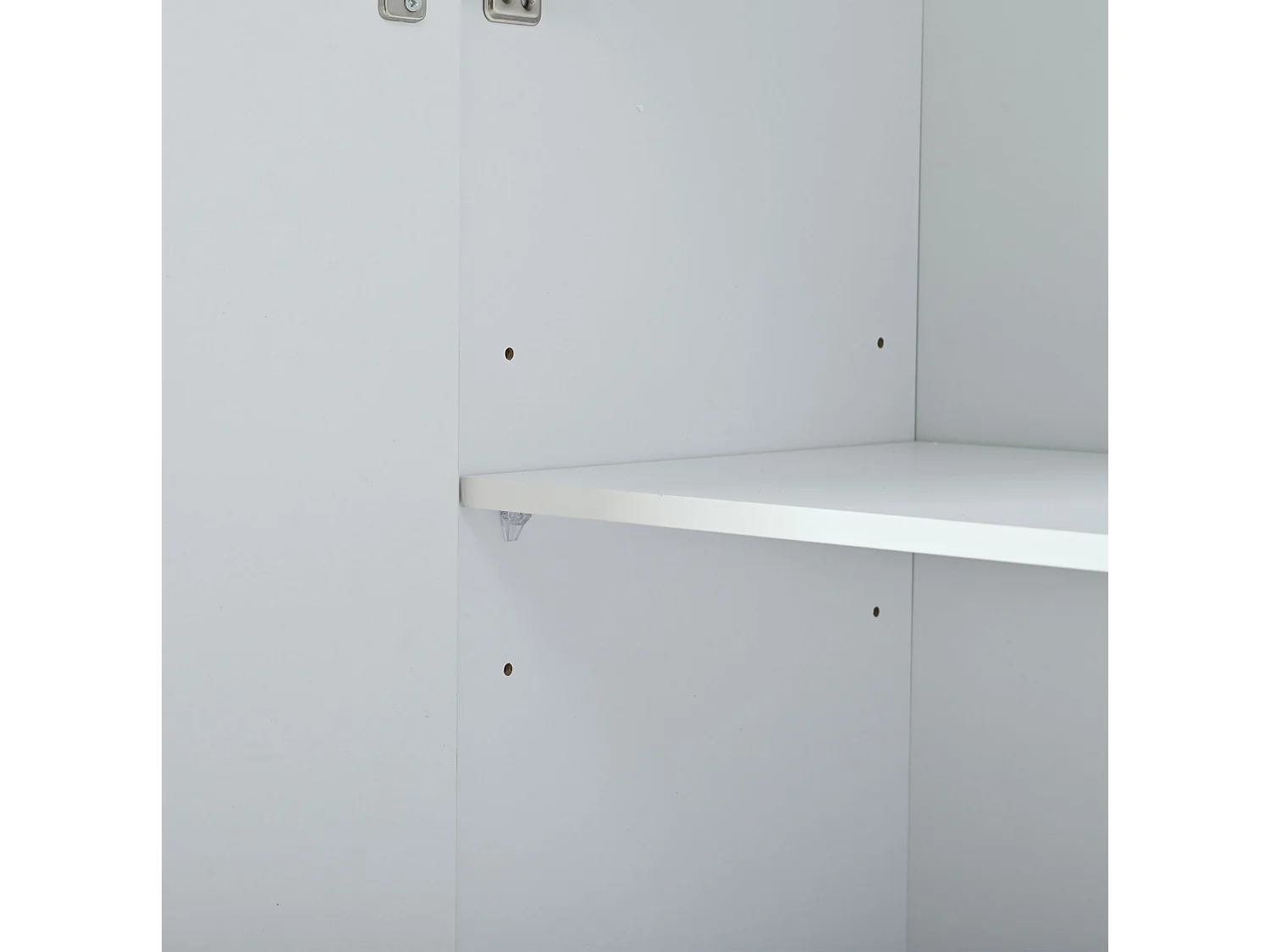 Buffet à 4 portes 140 x 35 x 70 cm - Design orné de lignes dorées - Blanc et or
