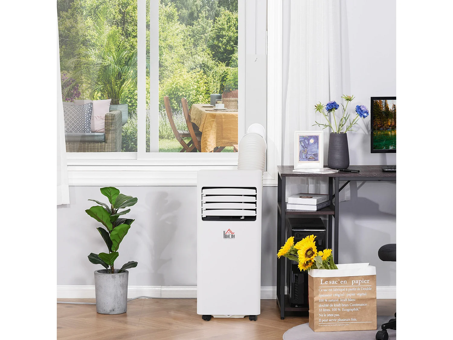 Climatiseur mobile 3-en-1 avec minuterie 24 h et 2 vitesses - Blanc